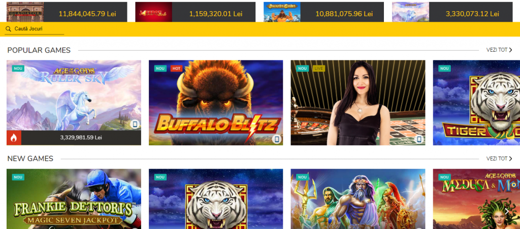 Interfață cazinou online eFortuna